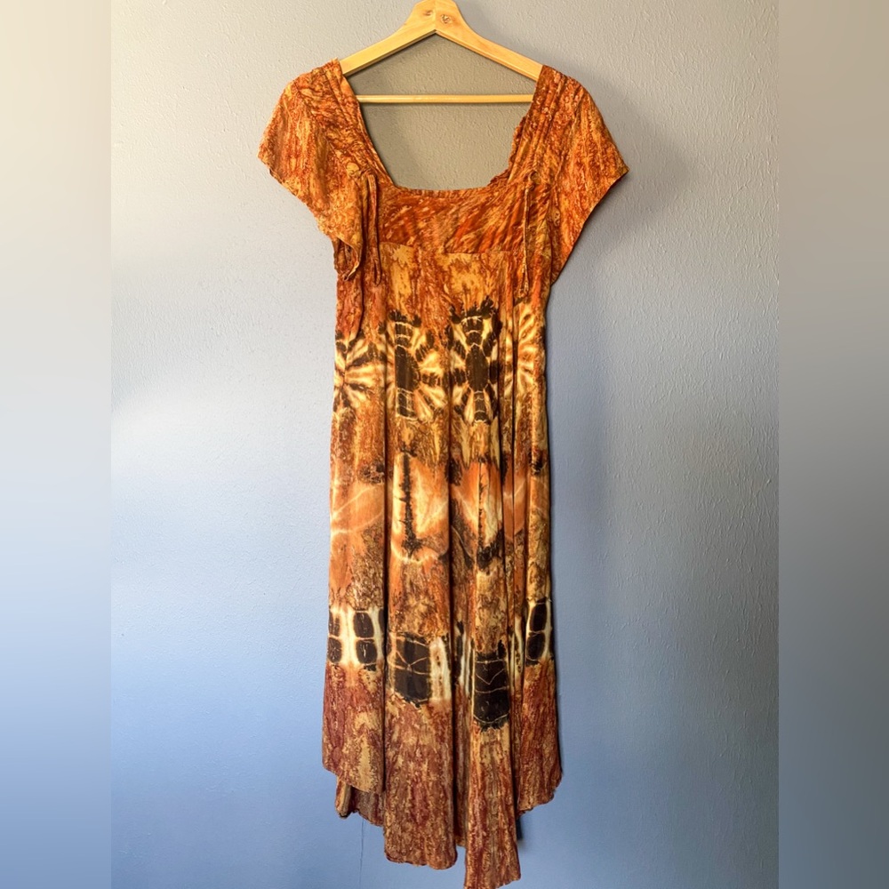 Sunset Colored Batik Dress Bali Women Size Medium